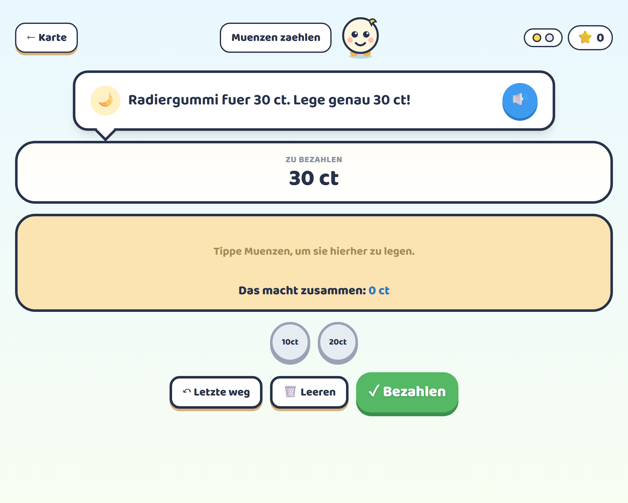 Meoluna-Lernwelt zum Thema Present Perfect Simple – Geld-Welt