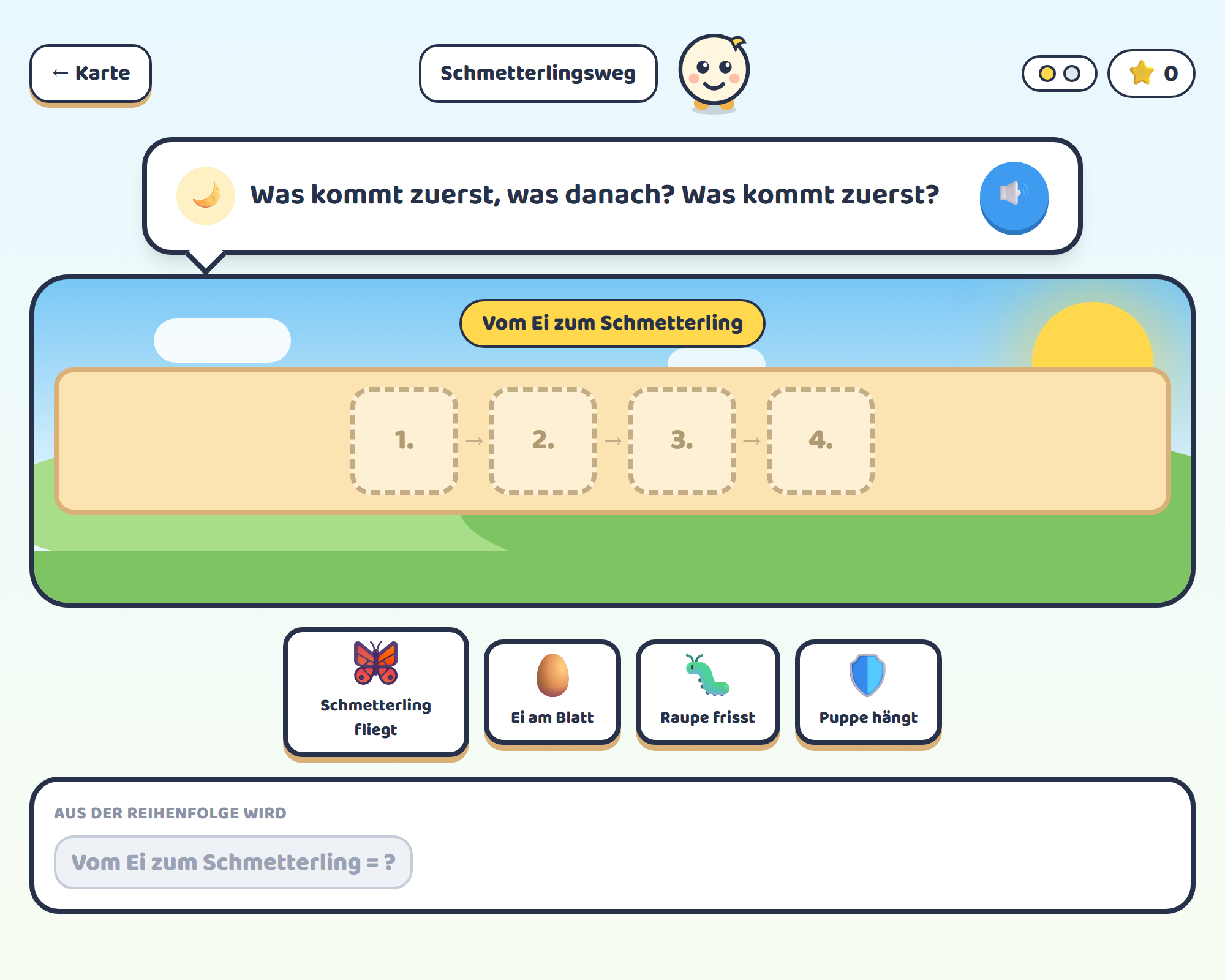 Meoluna-Lernwelt zum Thema My Day / Daily Routine – Reihenfolge-Welt